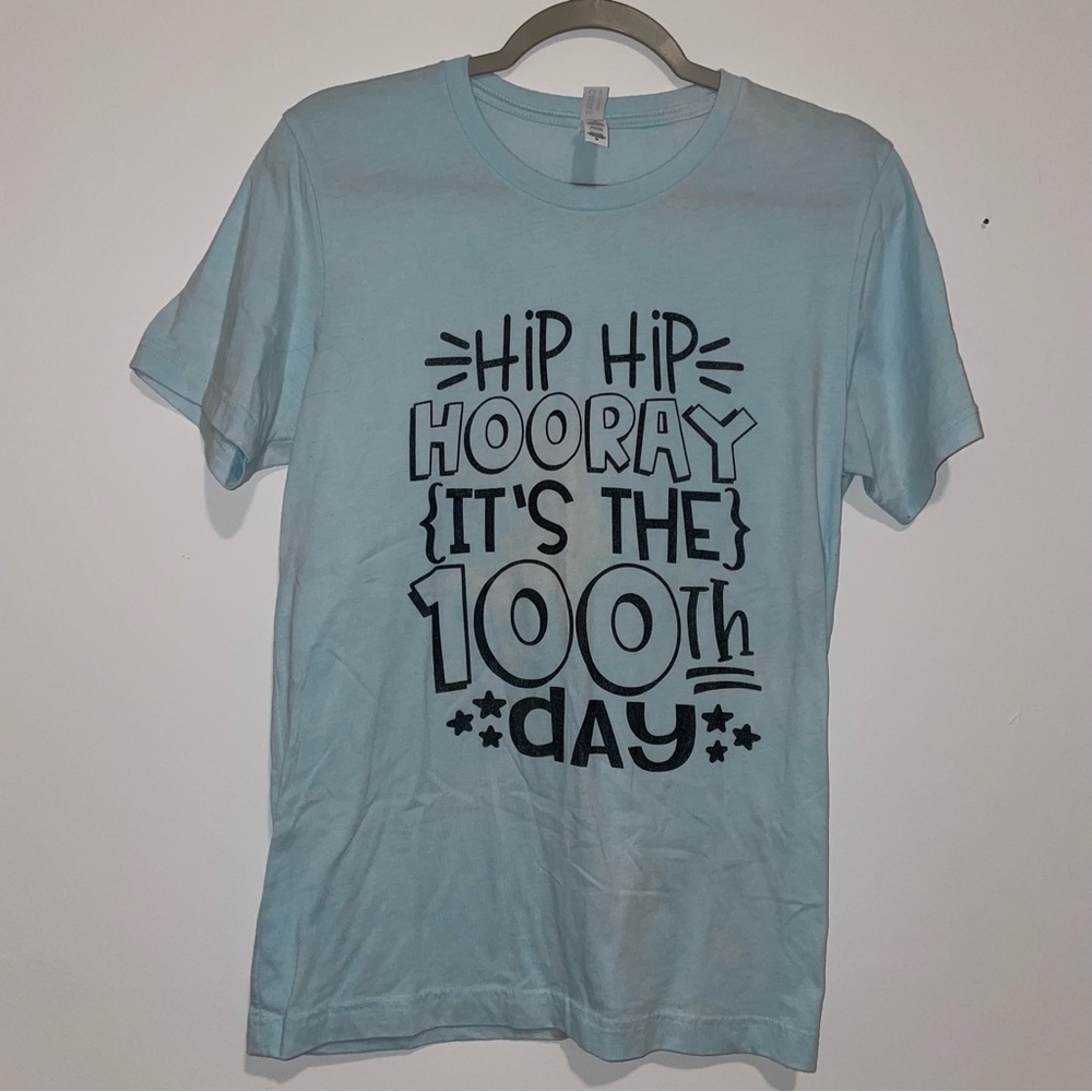Bella + Canvas Blue Teacher 100th Day of School T-Shirt